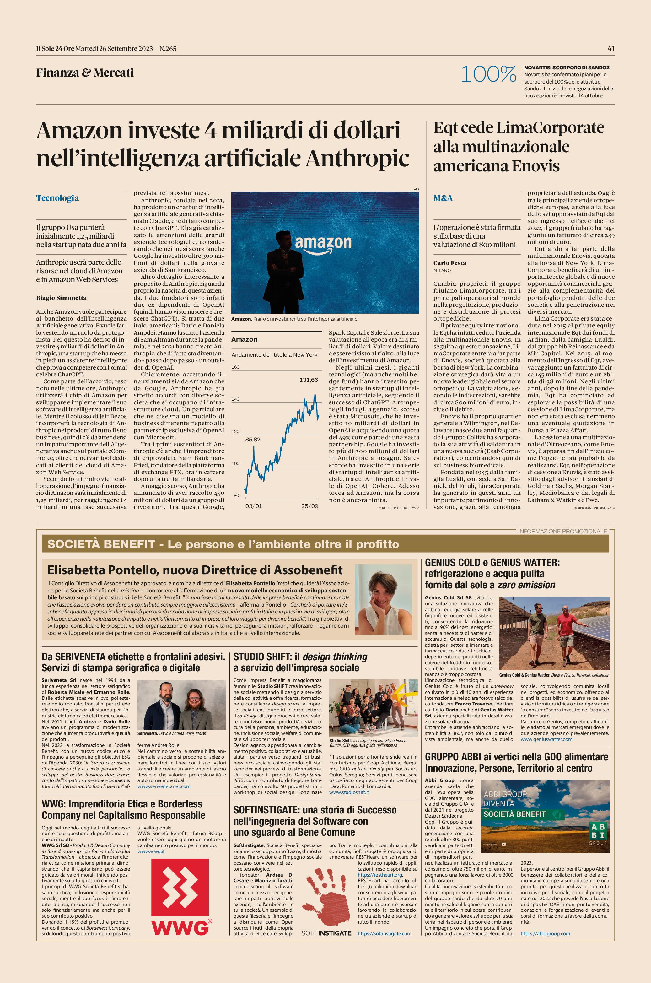 Aericolo sole 24 ore società benefit seriveneta srl SB