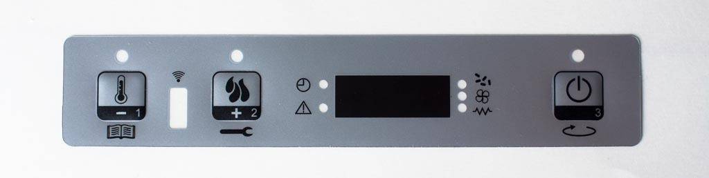 Frontalino serigrafato con tasti e led trasparenti